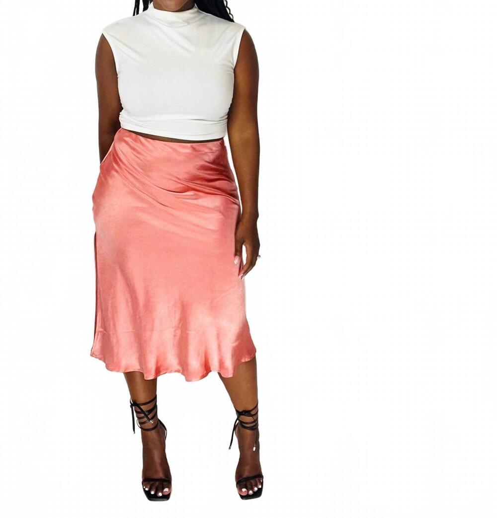 NEW EE:SOME skylar satin midi skirt in rose gold
